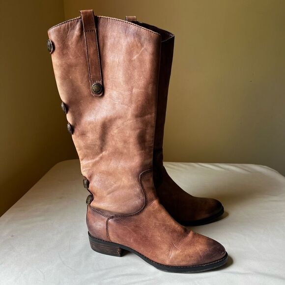 Arturo Chiang Enchante Riding Boots Tan Leather Knee High Round Toe Women's 7.5 - Picture 2 of 10